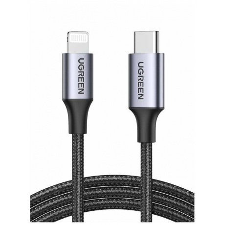 Кабель UGREEN US304 (60761) USB-C to Lightning M/M Cable Aluminum Shell Braided.  2 м. черный - фото 8