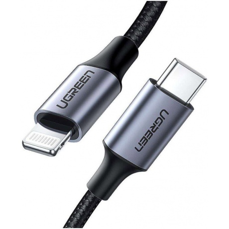 Кабель UGREEN US304 (60761) USB-C to Lightning M/M Cable Aluminum Shell Braided.  2 м. черный - фото 9