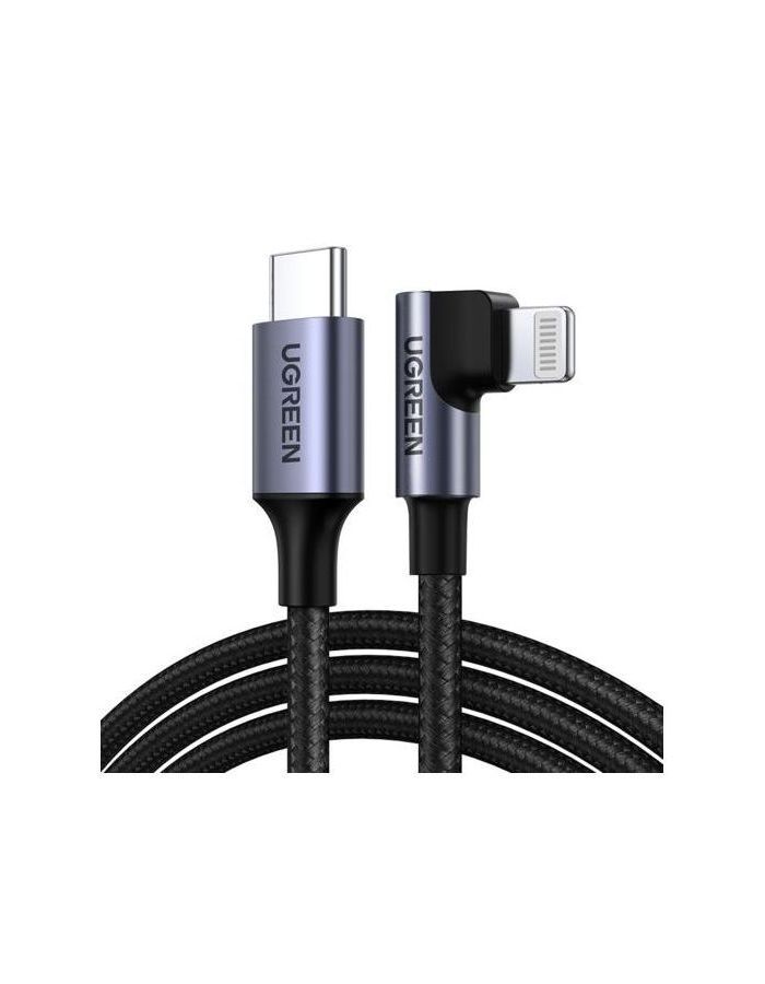 Кабель UGREEN US305 (60765) USB-C to Lightning Angled Cable Aluminum Shell Braided. 2м. черный