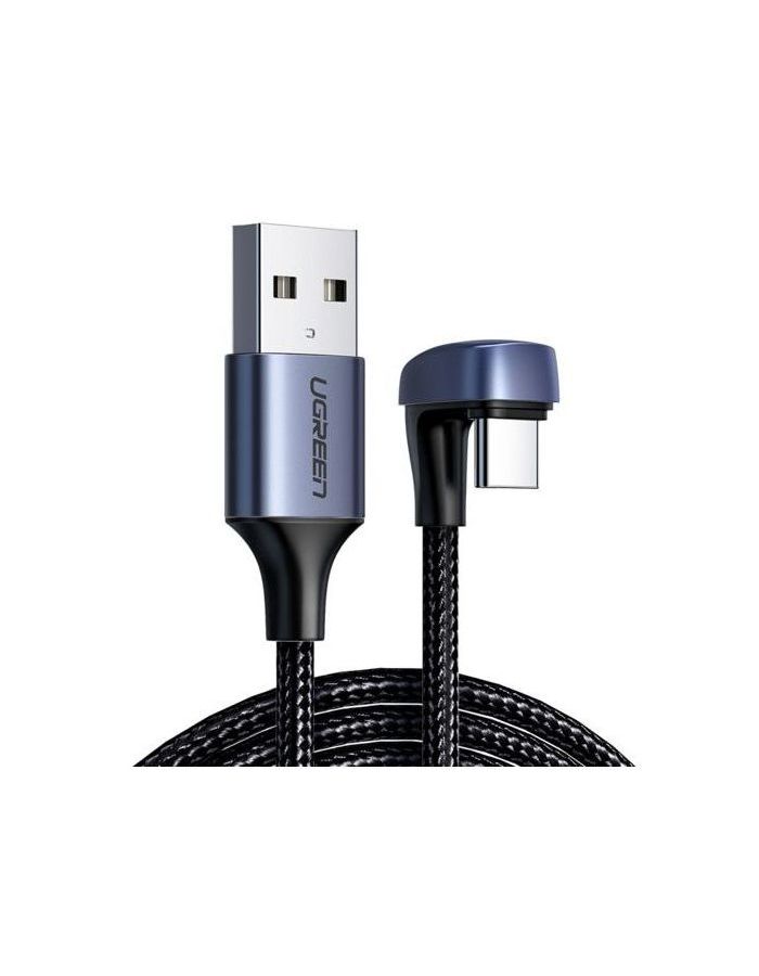 цена Кабель UGREEN US311 (70313) USB 2.0-A to Angled USB-C Cable Aluminum Case with Braided. 1м. черный