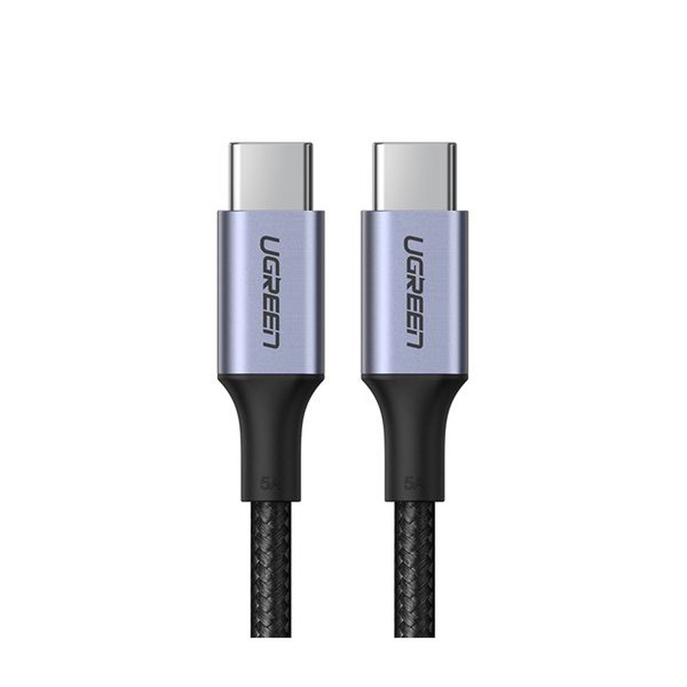 Кабель UGREEN US316 (90120) USB-C 2.0 to USB-C 2.0 5A Data Cable. 3м. черный кабель ugreen us288 60409 usb a 2 0 to usb c cable nickel plating aluminum braid 3м серебристый
