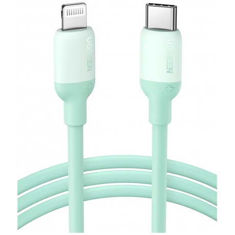 Кабель UGREEN US387 (20308) USB-C to Lightning Silicone Cable. 1 м. зеленый - фото 1