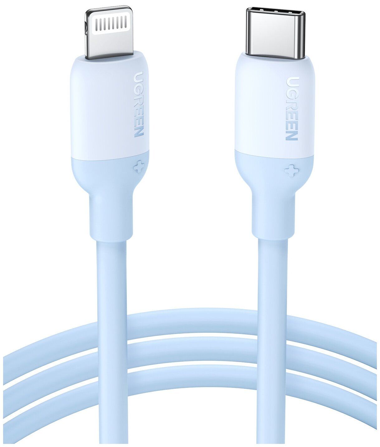Кабель UGREEN US387 (20313) USB-C to Lightning Silicone Cable. 1 м. темно-синий набор адаптер и кабель usb c lightning ugreen cd137 50698 white