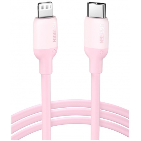 Кабель UGREEN US387 (60625)  USB-C to Lightning Silicone Cable.  1 м. розовый - фото 1