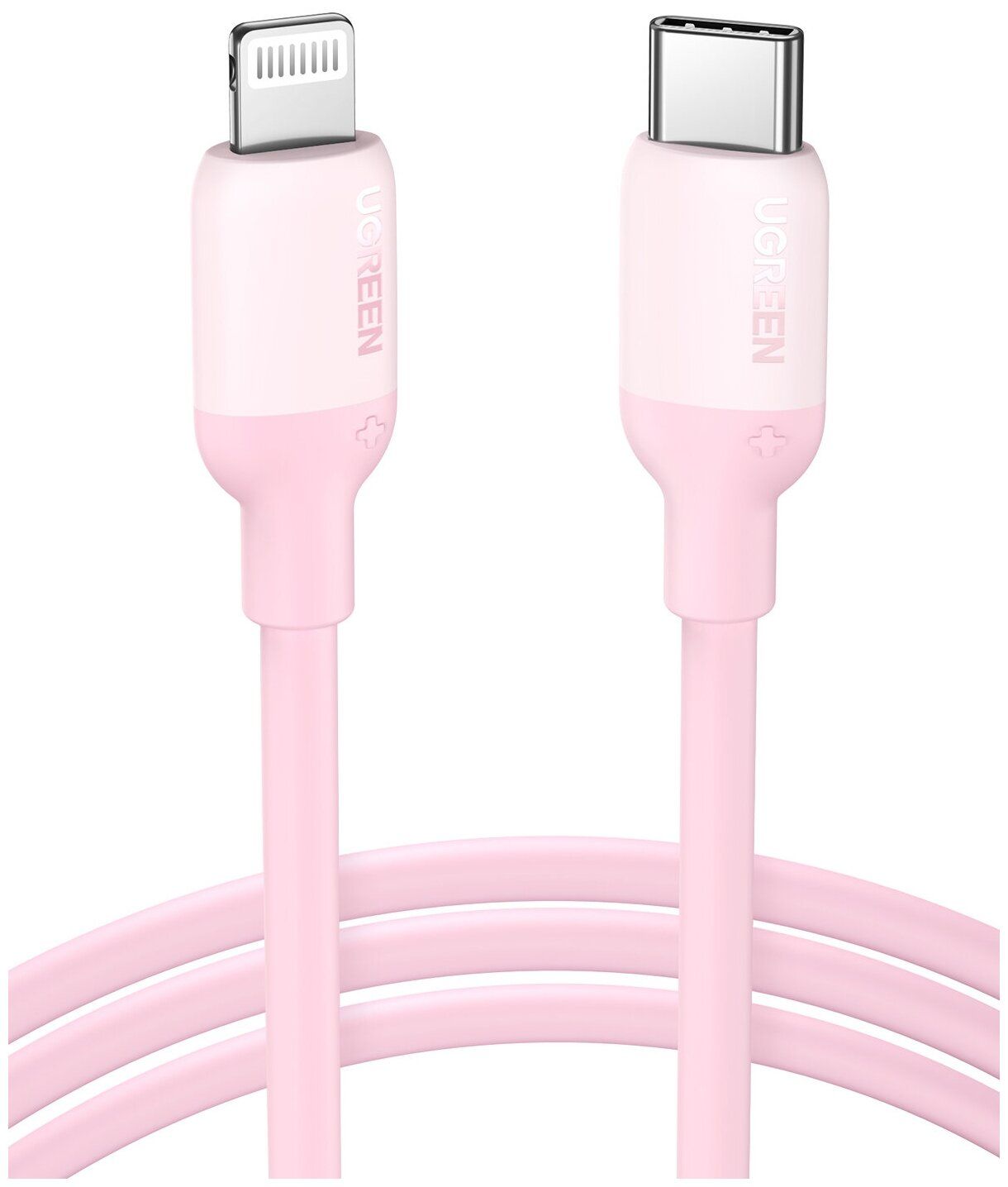 Кабель UGREEN US387 (60625) USB-C to Lightning Silicone Cable. 1 м. розовый цена и фото