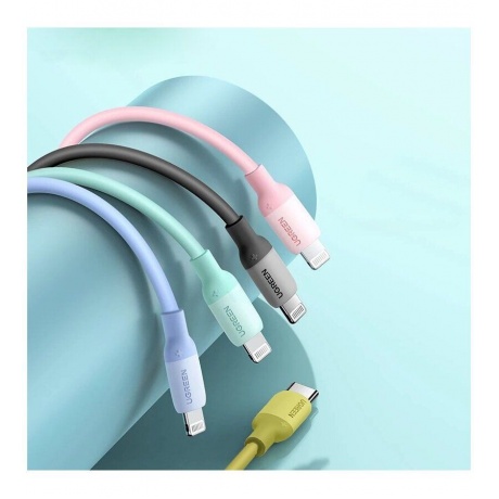 Кабель UGREEN US387 (90226) USB-C to Lightning Silicone Cable. 1 м. желтый - фото 4