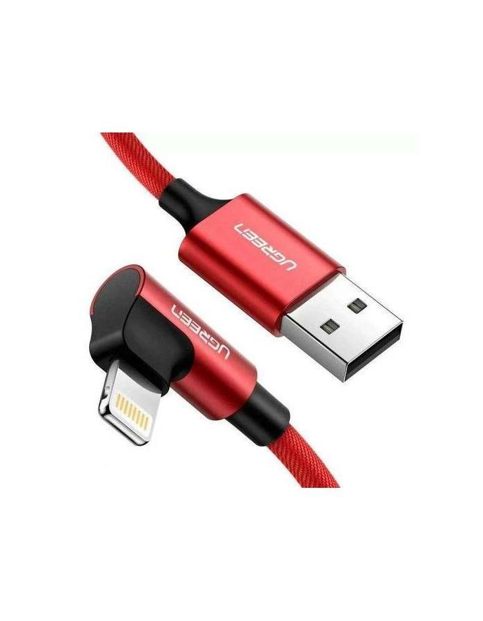 Кабель угловой UGREEN US299 (60555) Right Angle USB-A to Lightning Cable. 1м. красный 1pcs usb 2 0 left angle a male 90 degrees to micro left angle m cable data cord