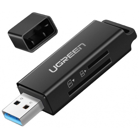 Кардридер UGREEN CM104 (40752) USB 3.0 to TF + SD Dual Card Reader.  черный - фото 1