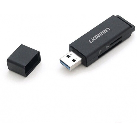 Кардридер UGREEN CM104 (40752) USB 3.0 to TF + SD Dual Card Reader.  черный - фото 5