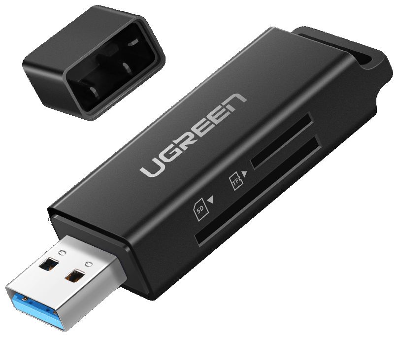 Кардридер UGREEN CM104 (40752) USB 3.0 to TF + SD Dual Card Reader. черный