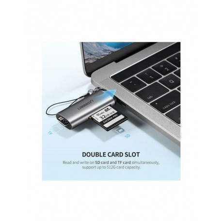 Кардридер UGREEN CM184 (50704) USB-C TF + SD Card Reader. серый - фото 6