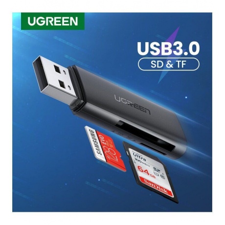 Кардридер UGREEN CM264 (60722) USB3.0 Multifunction Card Reader.  черный - фото 6