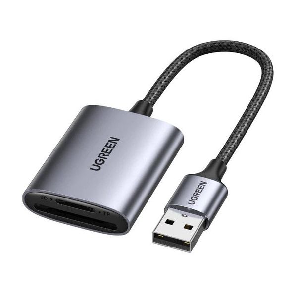 Кардридер UGREEN CM401 (80887) USB-A to SD/TF Memory Card Reader Alu Case. серый цена и фото