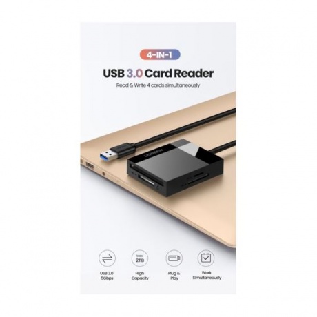 Кардридер UGREEN CR125 (30333) USB 3.0 All-in-One Card Reader. 50 см. серый - фото 2