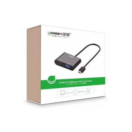 Конвертер UGREEN CM101 (40744) HDMI to VGA + HDMI Converter. черный - фото 5