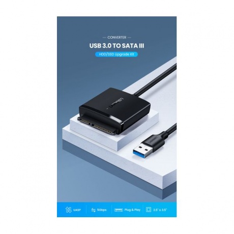 Конвертер UGREEN CM257 (60561) USB 3.0 A To 3.5''/2.5&quot; SATA Converter. черный - фото 4