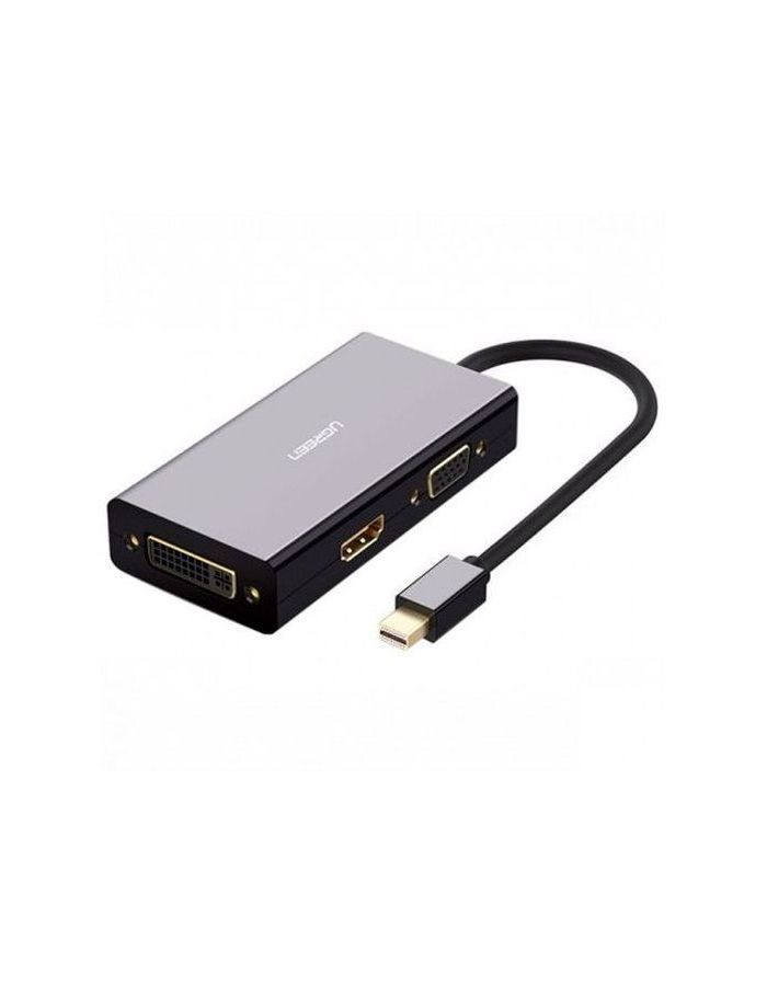 Конвертер UGREEN MD114 (20418) Mini DP to HDMI/VGA/DVI Converter. 13,3 см. черный конвертер ugreen cm615 90912 usb c to 2 usb 3 1a 1 usb3 1c 2 hdmi 2 dp rj45 gigabi pd port converter цвет серый