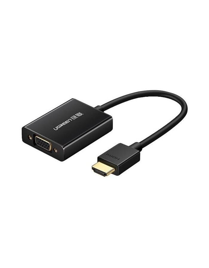 Конвертер UGREEN MM102 (40233) HDMI to VGA Converter with Audio. черный конвертер ugreen md112 10460 mini dp to hdmi female converter 1080p белый