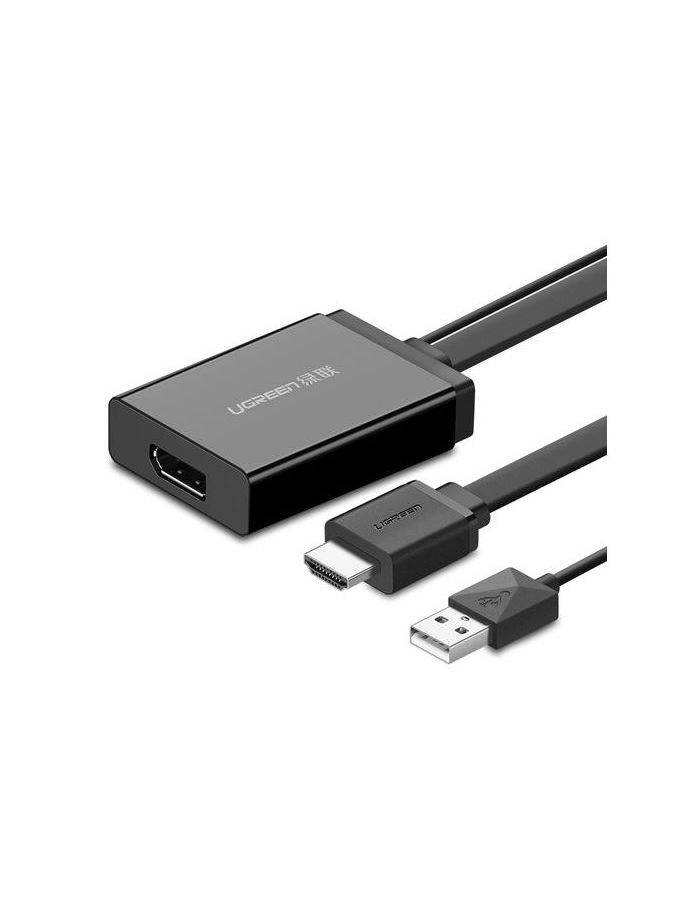 Конвертер UGREEN MM107 (40238) HDMI + USB to DP Converter. 0,5 м. черный конвертер ugreen cm323 70693 hdmi to usb c converter серый