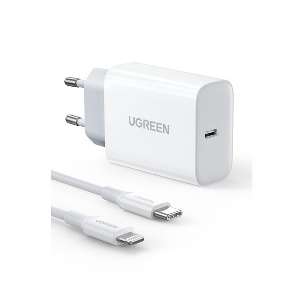 Набор адаптер и кабель USB-C - Lightning UGREEN CD137 (50698) White