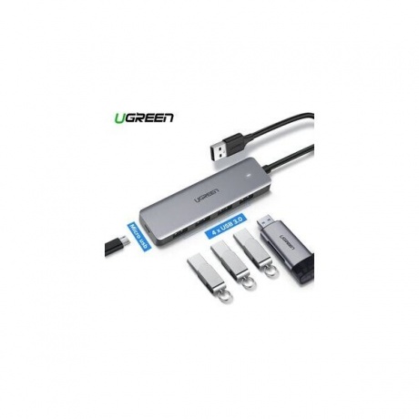 Хаб UGREEN CM219 (70336) 4-Ports USB-C 3.0 Hub. серый - фото 5