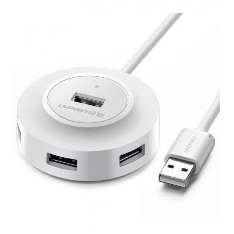 Хаб UGREEN CR106 (20270) USB 2.0 Hub 4 Ports. 1м. белый - фото 1