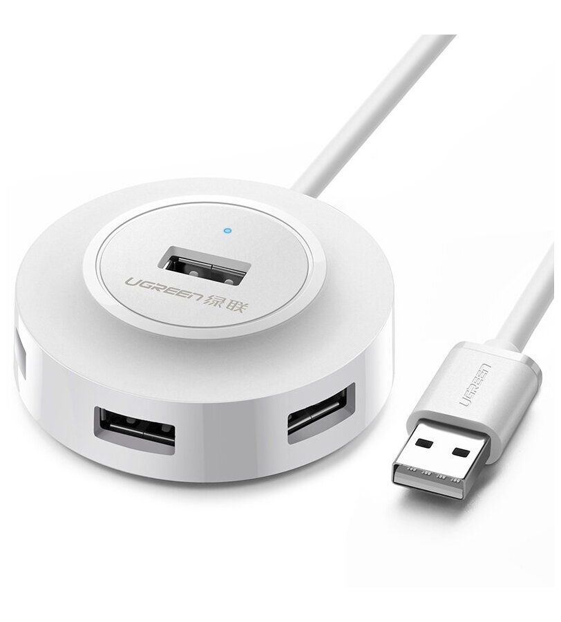 цена Хаб UGREEN CR106 (20270) USB 2.0 Hub 4 Ports. 1м. белый