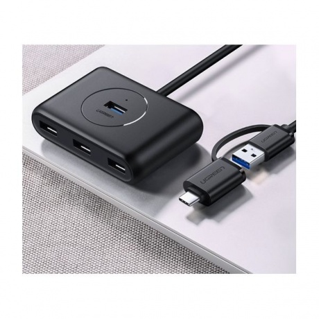 Хаб UGREEN CR113 (40850) USB 3.0 Hub with USB-C Port. 1 м. черный - фото 19