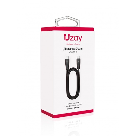Дата-кабель Uzay USB C - USB C, 1.2м, черный - фото 2