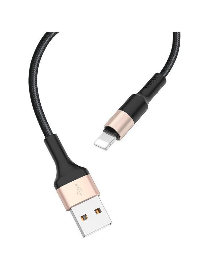 Дата-кабель Hoco X26 Xpress, USB - Lightning, черно-золотой (80183)
