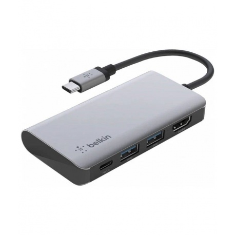 Адаптер Belkin 4в1 USB-C - HDMI, 2xUSB-A, USB-C, 100Вт, серый - фото 2