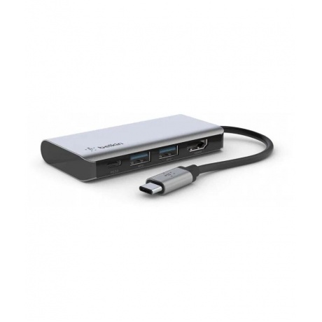 Адаптер Belkin 4в1 USB-C - HDMI, 2xUSB-A, USB-C, 100Вт, серый - фото 3