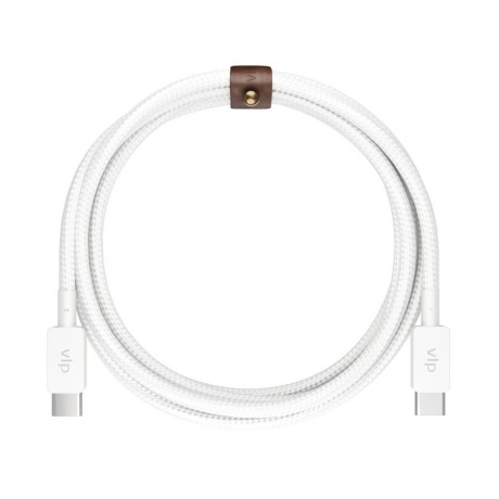 Дата-кабель VLP Nylon Cable USB C - USB C, 1.2м, белый - фото 1