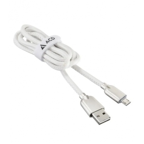 Кабель ACD-Allure MicroUSB - USB-A Кожа, 1м, белый (ACD-U926-M1W) - фото 2
