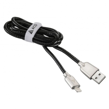 Кабель ACD-Allure Lightning - USB-A Кожа, 1м, черный (ACD-U926-P5B) - фото 4
