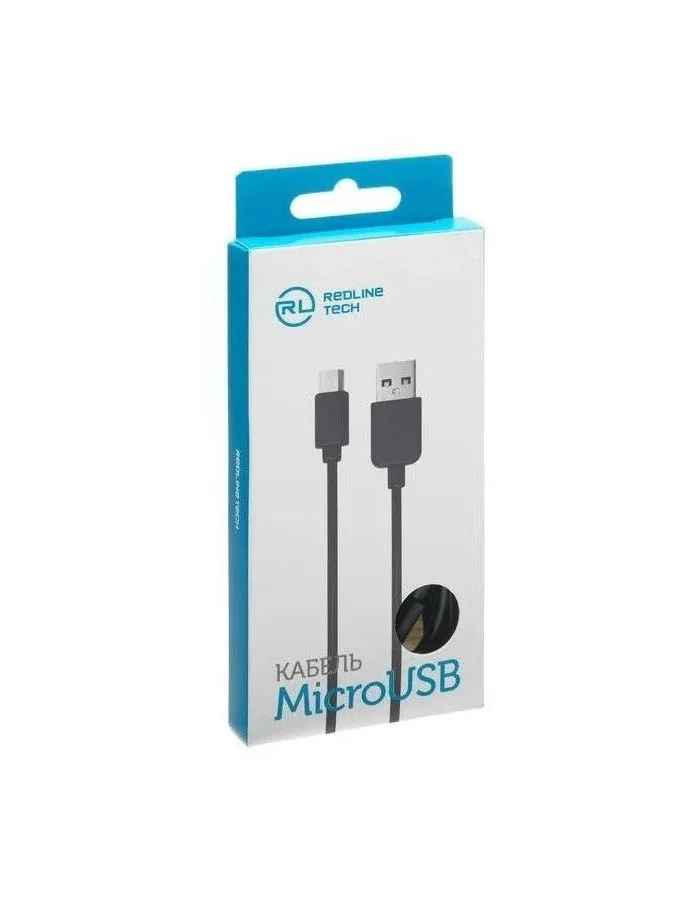 Дата-кабель Red Line USB - micro USB, 2А, PVC, 1м, черный - фото 3