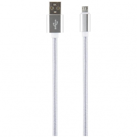 Дата-кабель Red Line USB - micro USB, 2А, нейлоновая оплетка, серый - фото 2