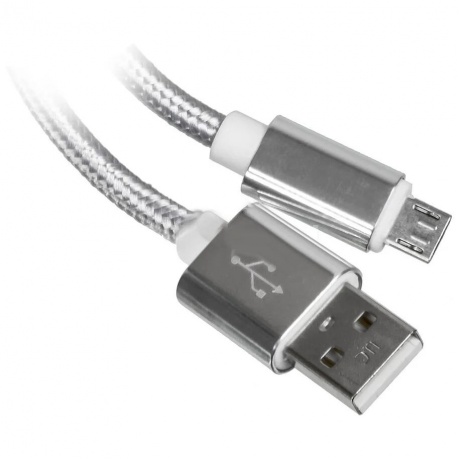 Дата-кабель Red Line USB - micro USB, 2А, нейлоновая оплетка, серый - фото 3