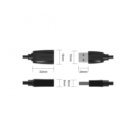 Кабель Vention USB 2.0 AM/AF - 0,5м Black Edition (VAS-A44-B050) - фото 3