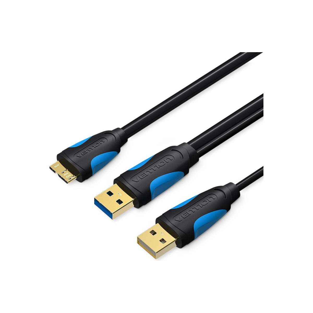 Кабель Vention USB 3.0 AM/micro B, USB 2.0 AM - 1м (CQPBF) портативный кабель адаптер usb 2 5 к sata кабели для жестких дисков 3 5 дюйма 7 15 дюймов кабель адаптер для жестких дисков hdd ssd