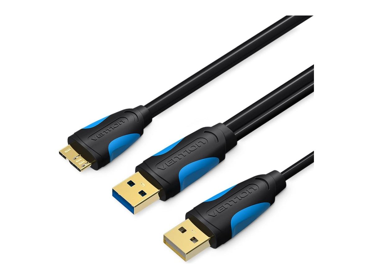 Кабель Vention USB 3.0 AM/micro B, USB 2.0 AM - 0.5м (CQPBD) портативный кабель адаптер usb 2 5 к sata кабели для жестких дисков 3 5 дюйма 7 15 дюймов кабель адаптер для жестких дисков hdd ssd