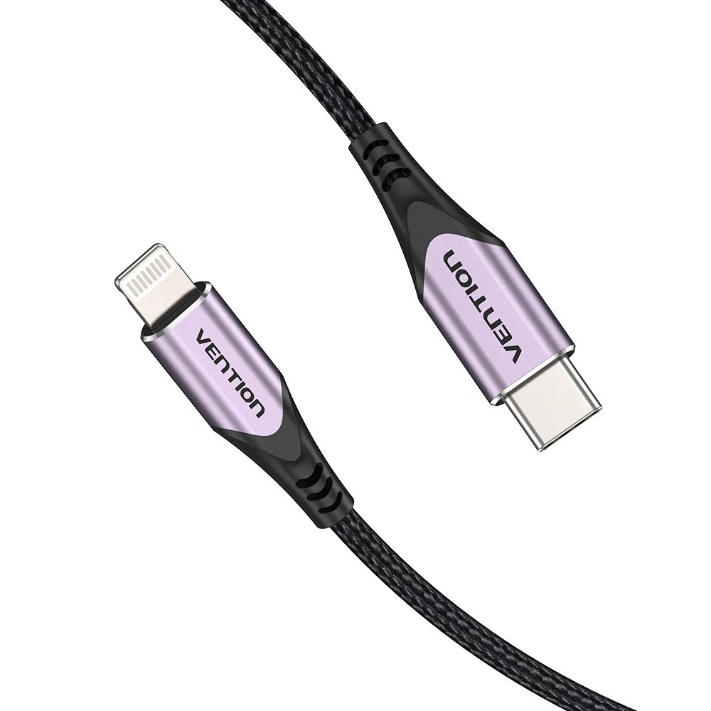 Кабель Vention USB 2.0 CM/Lightning 8M для iPad/iPhone - 1м. Фиолетовый (TACVF) переходник с usb 3 0 otg папа на мама типа c кабель адаптер типа c для nexus 5x6p oneplus 3 2 usb c зарядное устройство для передачи данных