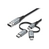 Кабель Vention 3 в 1 USB 2.0 AM/ Micro-B, USB-C, Lightning M - 1...