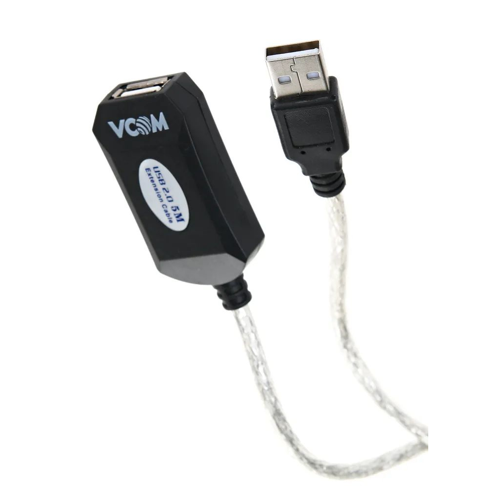Кабель VCOM USB2.0-repeater, Am-Af 5м (VUS7049-5M) кабель vcom vav7183 5m соединительный 3 5 jack m