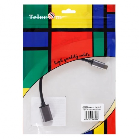 Кабель Telecom Type-Cm - USB 3.0 Af, 1,5A, 0,2m, grey (TC409M) - фото 2