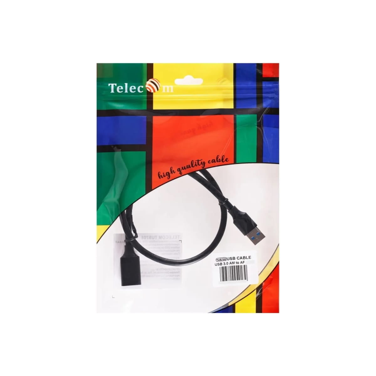 Кабель Telecom USB3.0 Am-Af 1m черный (TUS708-1M) кабель удлинительный usb3 0 am af 1m telecom черный tus708 1m vcom кабель telecom 1 м tus708 1m