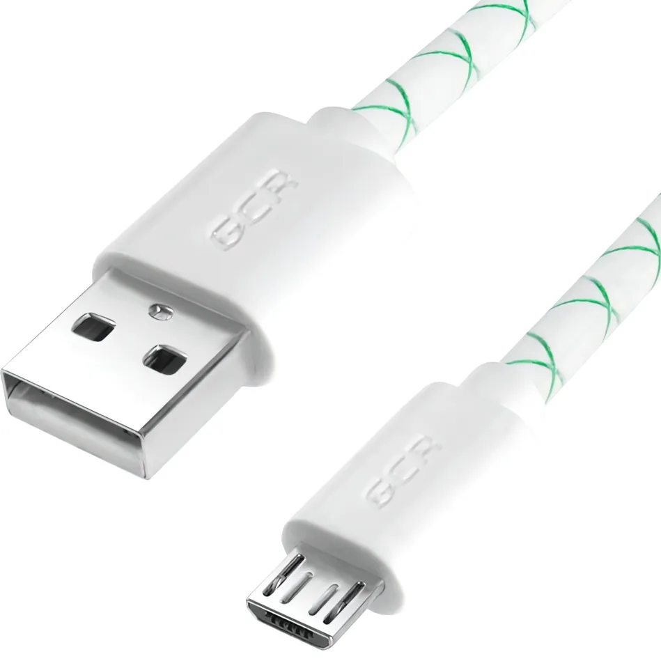 Кабель GreenConnect 0.3m MicroUSB, бело-зеленый (GCR-53208) - фото 1