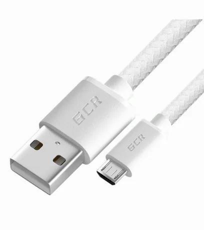 Кабель GreenConnect 1.0m MicroUSB, белый нейлон (GCR-54082)