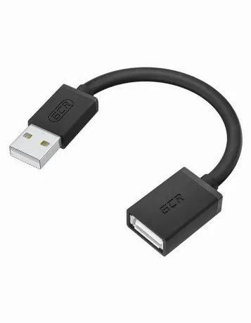 Кабель GreenConnect 0.15m USB AM/AF, черный (GCR-UEC6M-BB2S-0.15...