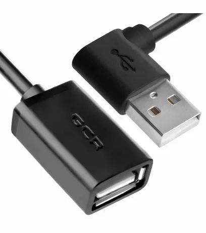 Кабель GreenConnect 0.15m USB AM угловой/AF, черный (GCR-AUEC6M-...